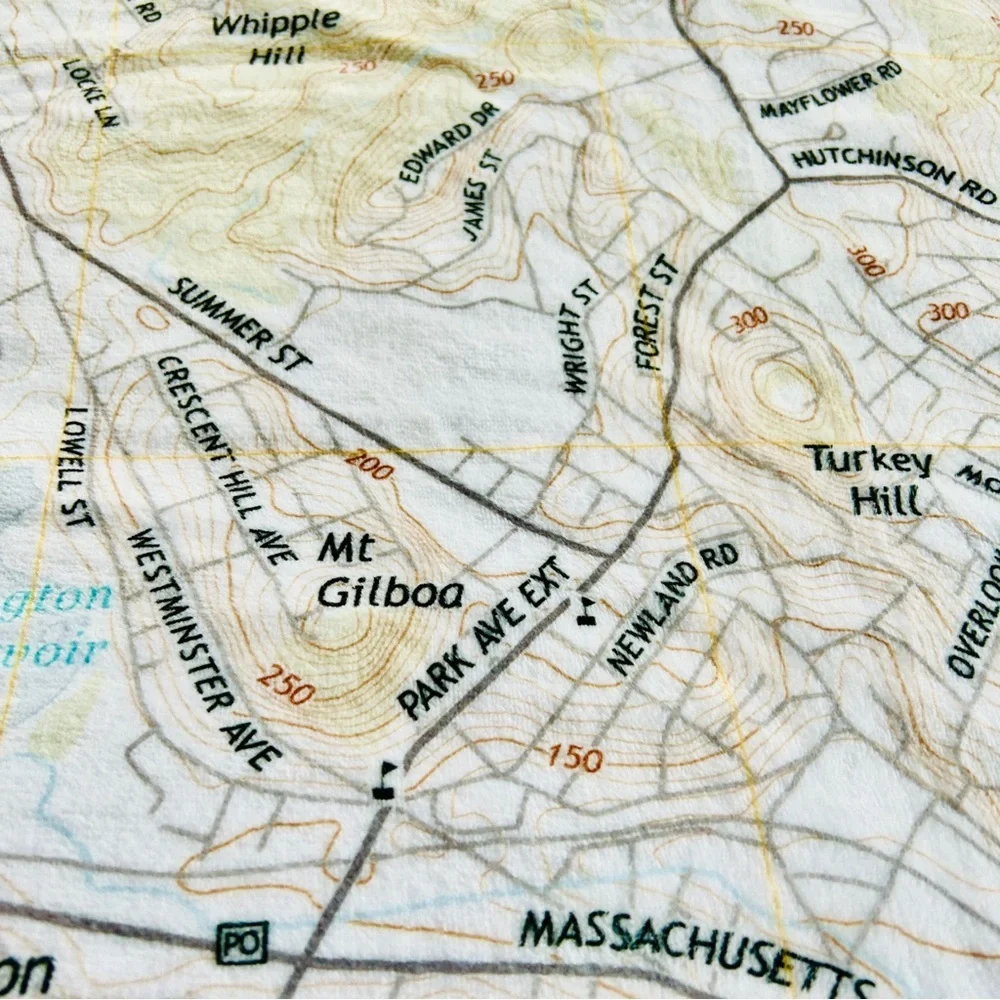 NEW without TAGS Plush Boston South Massachusetts Topo Map Blanket